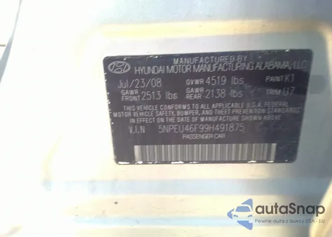 2009 Hyundai Sonata Se V6 from USA, damaged, VIN 5NPEU46F99H491875